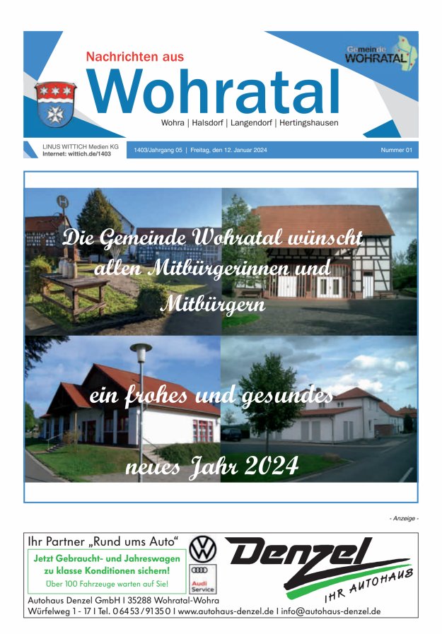 Nachrichten aus Wohratal Titelblatt 01/2024