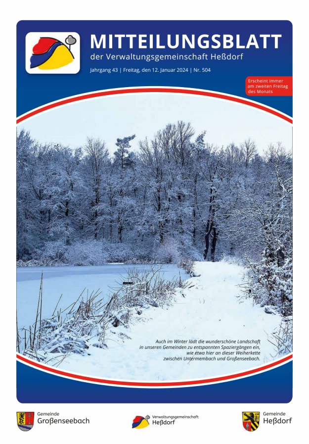 Mitteilungsblatt der Verwaltungsgemeinschaft Heßdorf Titelblatt 504/2024