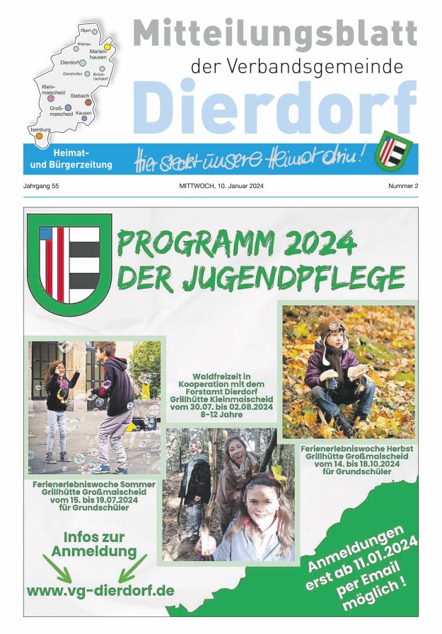 Mitteilungsblatt der Verbandsgemeinde Dierdorf Titelblatt 02/2024