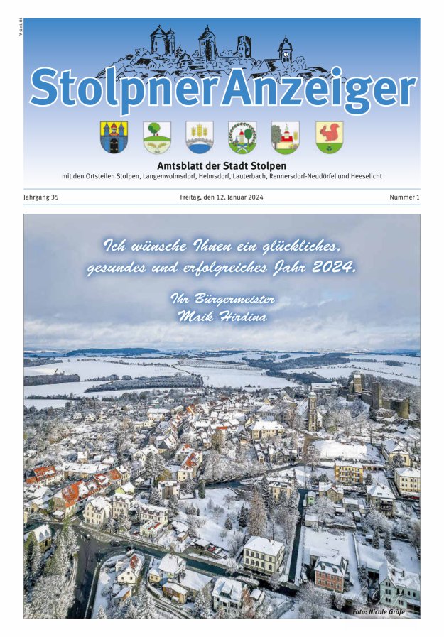 Stolpner Anzeiger - Amtsblatt der Stadt Stolpen mit den Ortsteilen Titelblatt 01/2024