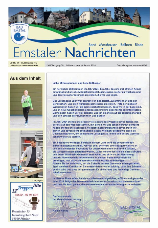 Emstaler Nachrichten Titelblatt 02/2024