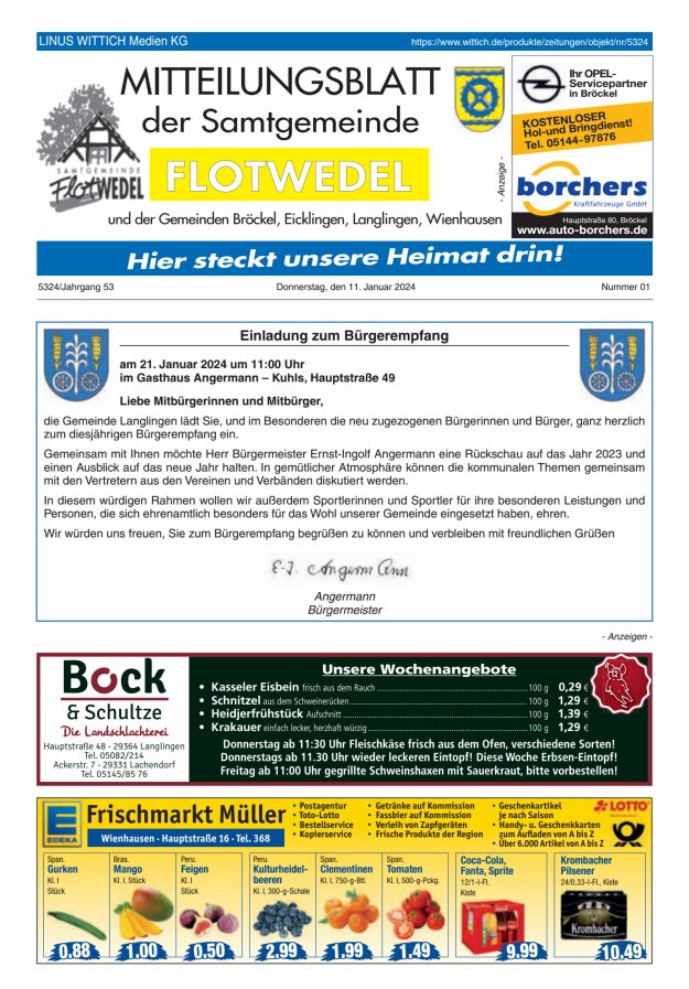 Mitteilungsblatt der Samtgemeinde Flotwedel Titelblatt 01/2024
