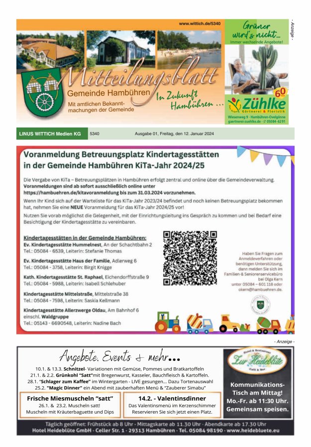 Mitteilungsblatt der Gemeinde Hambühren Titelblatt 01/2024