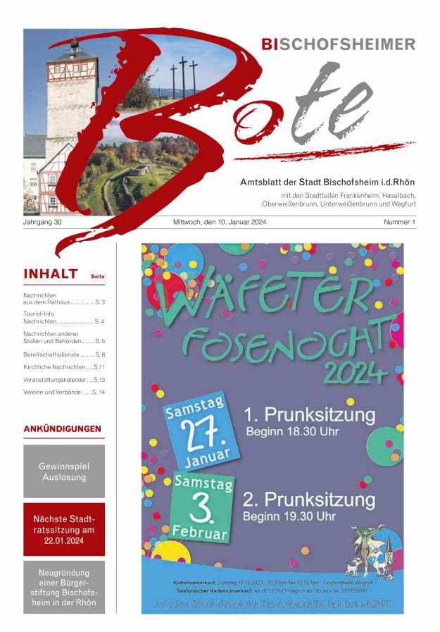 Bischofsheimer Bote Titelblatt 01/2024