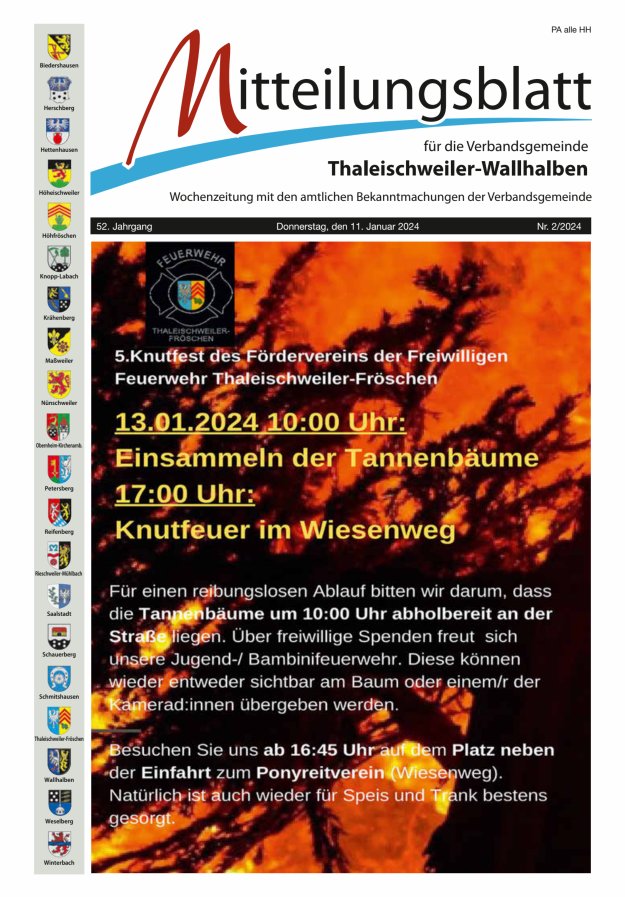 Mitteilungsblatt VG Thaleischweiler-Wallhalben Titelblatt 02/2024