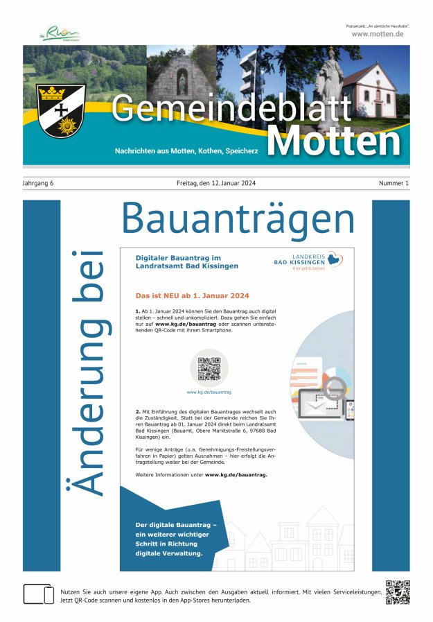 Gemeindeblatt Motten Nachrichten aus Motten Kothen Speicherz Titelblatt 01/2024