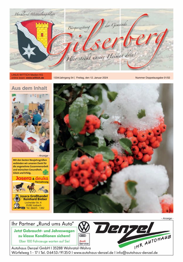 Hochland Mitteilungsblatt Gilserberg Titelblatt 02/2024
