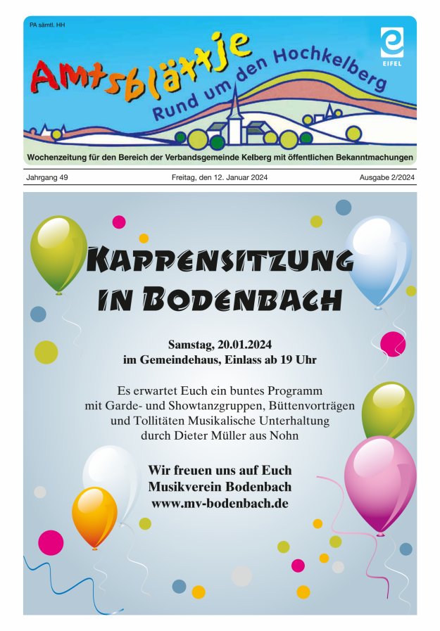 Amtsblättje - Rund um den Hochkelberg Titelblatt 02/2024