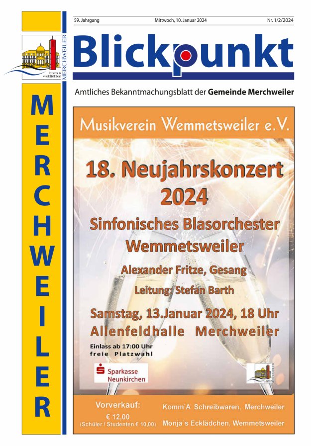 Blickpunkt Merchweiler Titelblatt 01/2024