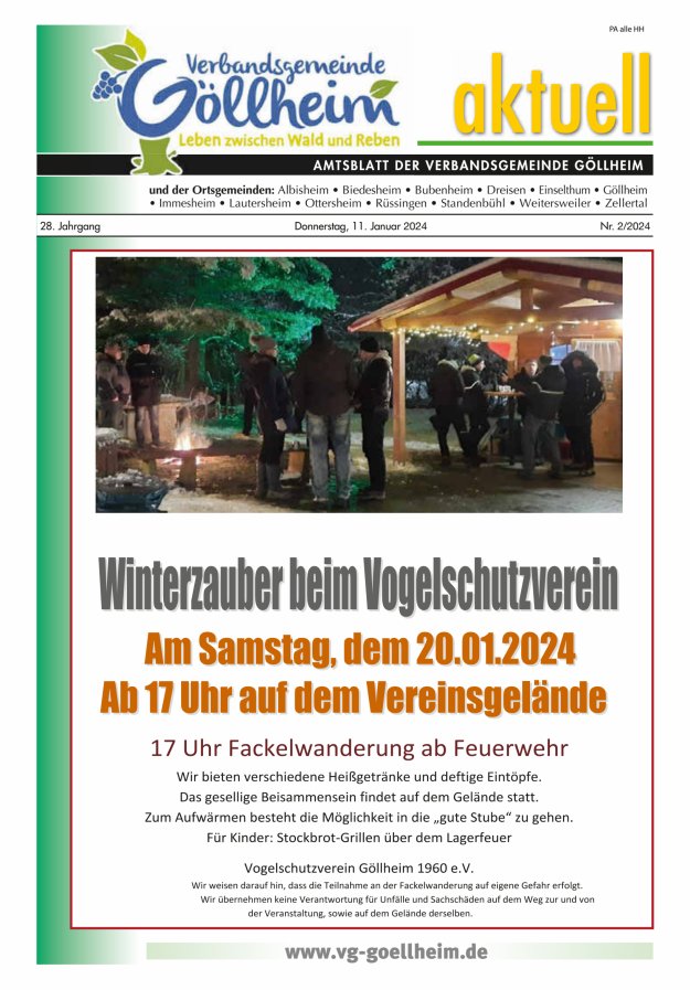 Verbandsgemeinde Göllheim aktuell Titelblatt 02/2024