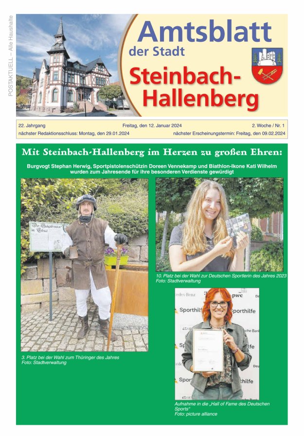 Amtsblatt der Stadt Steinbach-Hallenberg Titelblatt 01/2024