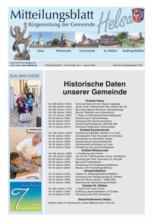 Mitteilungsblatt Helsa Titelblatt 02/2024