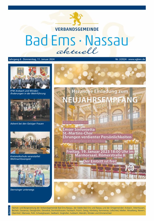 Bad Ems-Nassau aktuell Ausgabe Bad Ems Titelblatt 02/2024