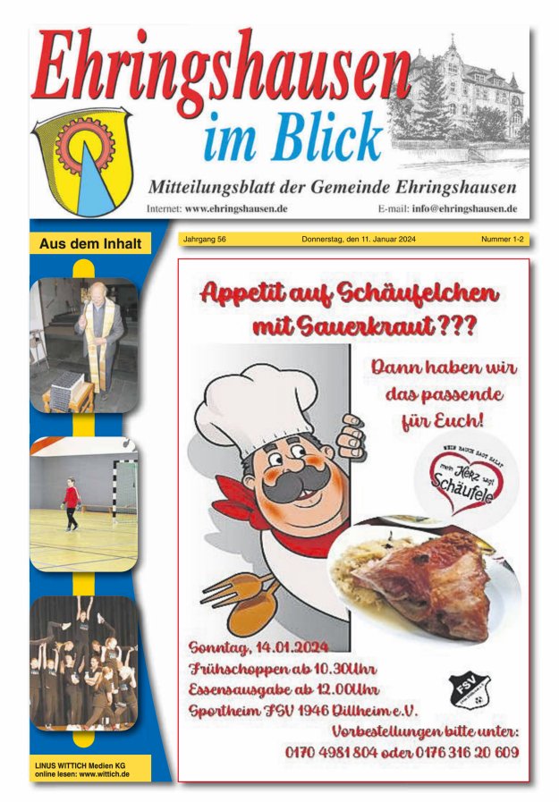Mitteilungsblatt der Gemeinde Ehringshausen Titelblatt 02/2024