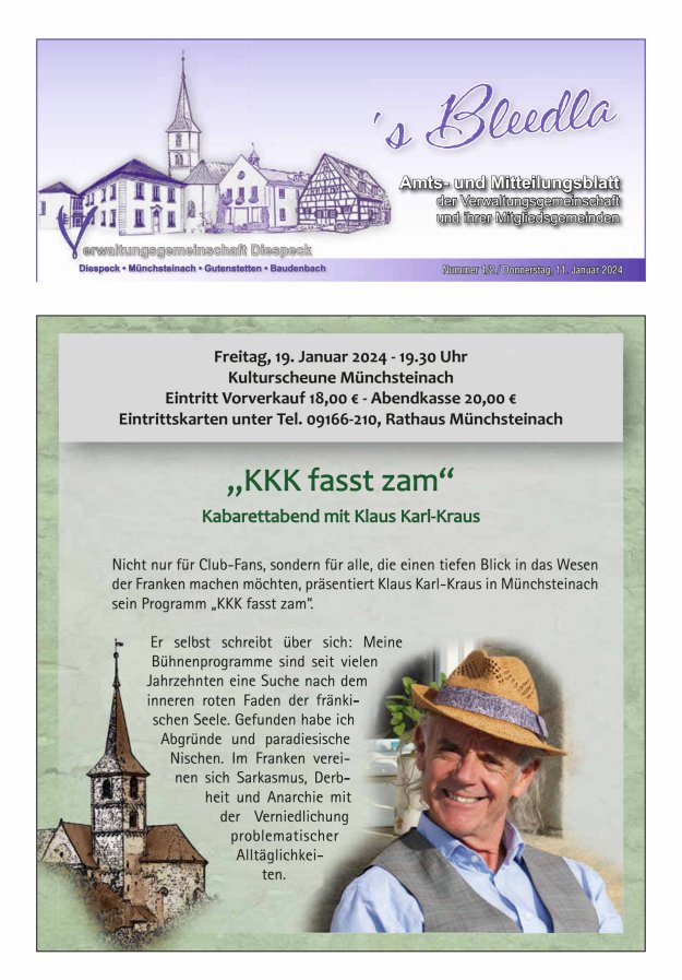 Amts- und Mitteilungsblatt VGem Diespeck Titelblatt 01/2024