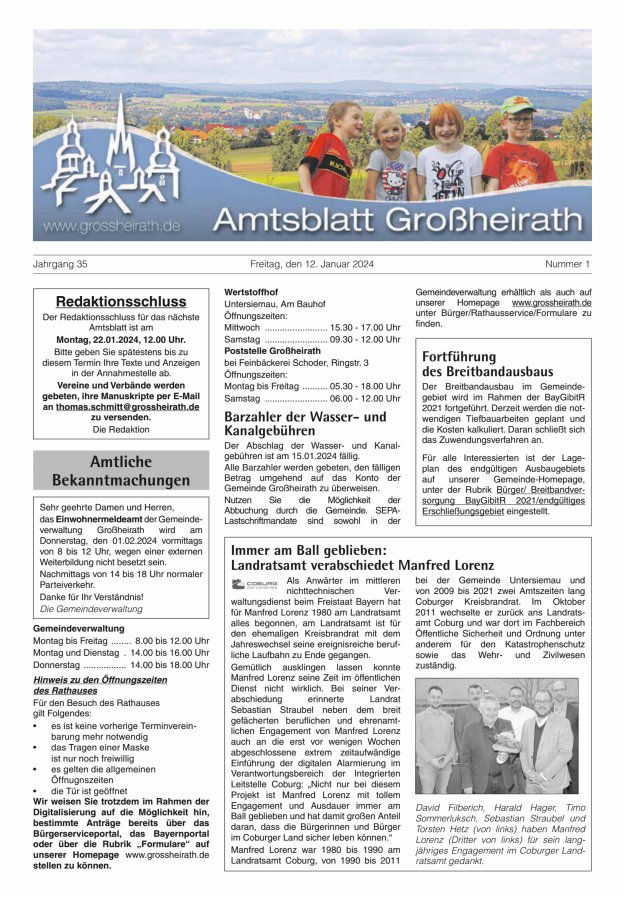 Amtsblatt Großheirath Titelblatt 01/2024