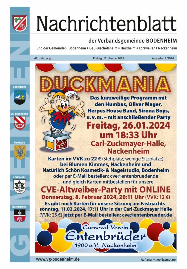 Nachrichtenblatt der VG Bodenheim              Titelblatt 02/2024