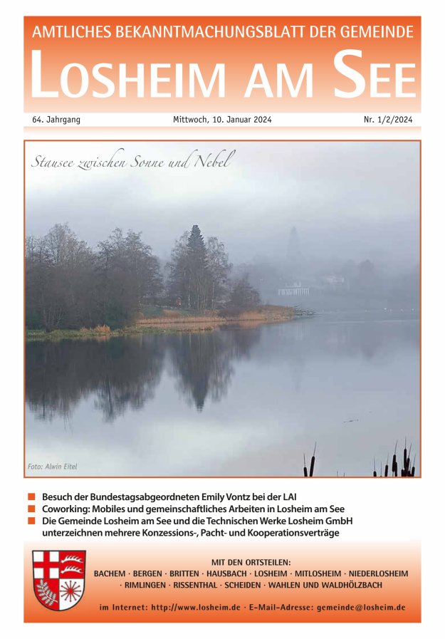 Amtliches Bekanntmachungsblatt der Gemeinde Losheim am See Titelblatt 01/2024