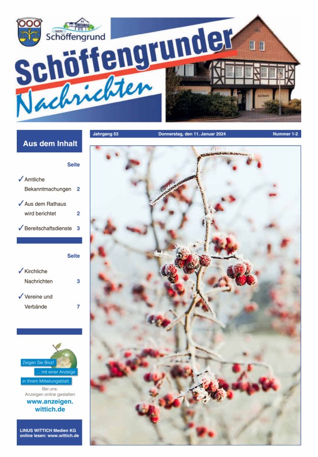 Schöffengrunder Nachrichten Titelblatt 02/2024