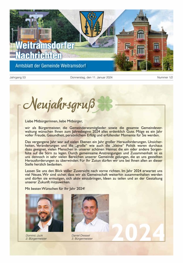 Weitramsdorfer Nachrichten Titelblatt 01/2024