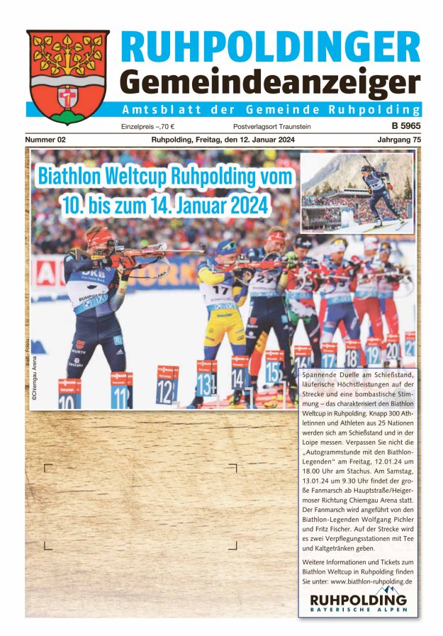 Ruhpoldinger Gemeindeanzeiger Titelblatt 01/2024