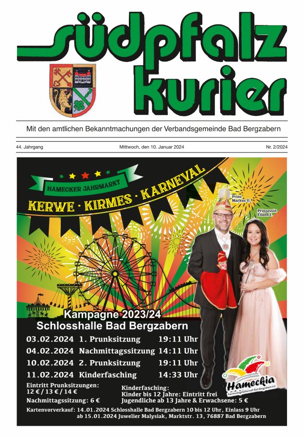 Südpfalz Kurier - VG Bad Bergzabern Titelblatt 02/2024