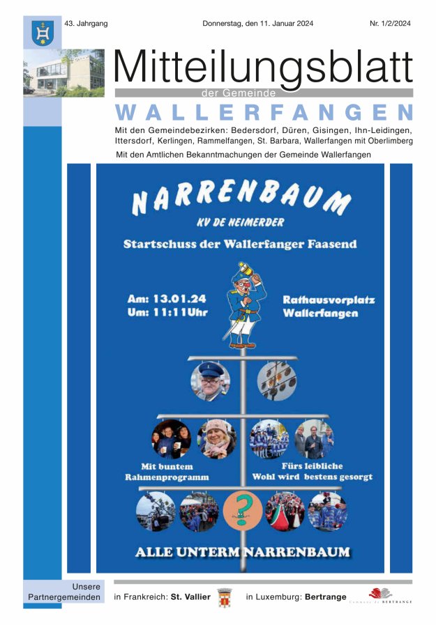 Mitteilungsblatt Gemeinde Wallerfangen Titelblatt 01/2024