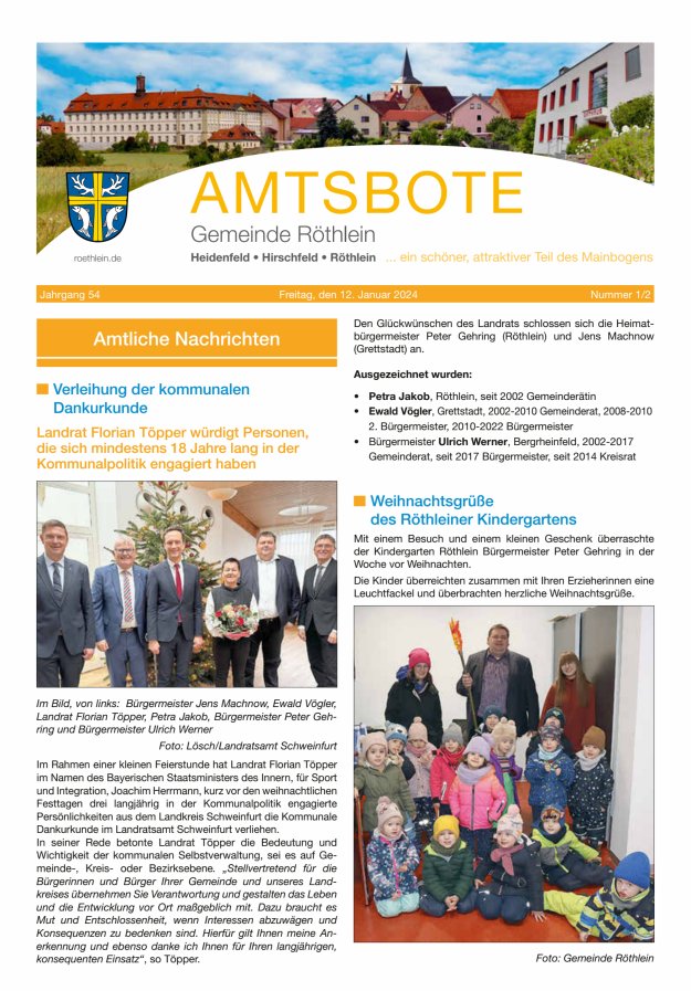 Amtsbote der Großgemeinde Röthlein Titelblatt 01/2024