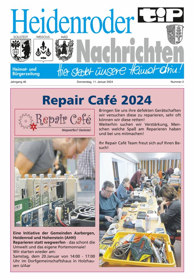 "tip" Heidenroder Nachrichten Titelblatt 02/2024