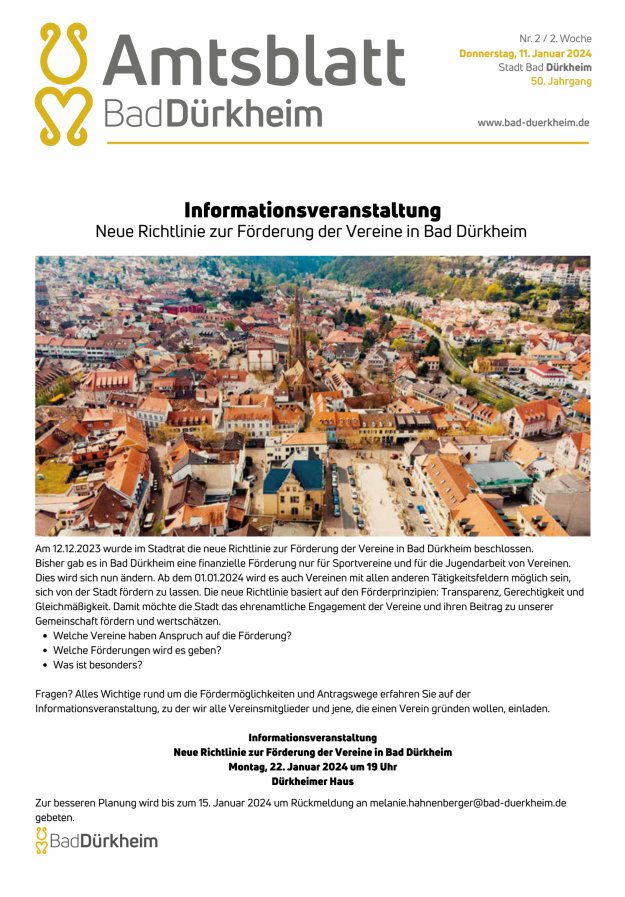 Bad Dürkheimer Woche Titelblatt 02/2024