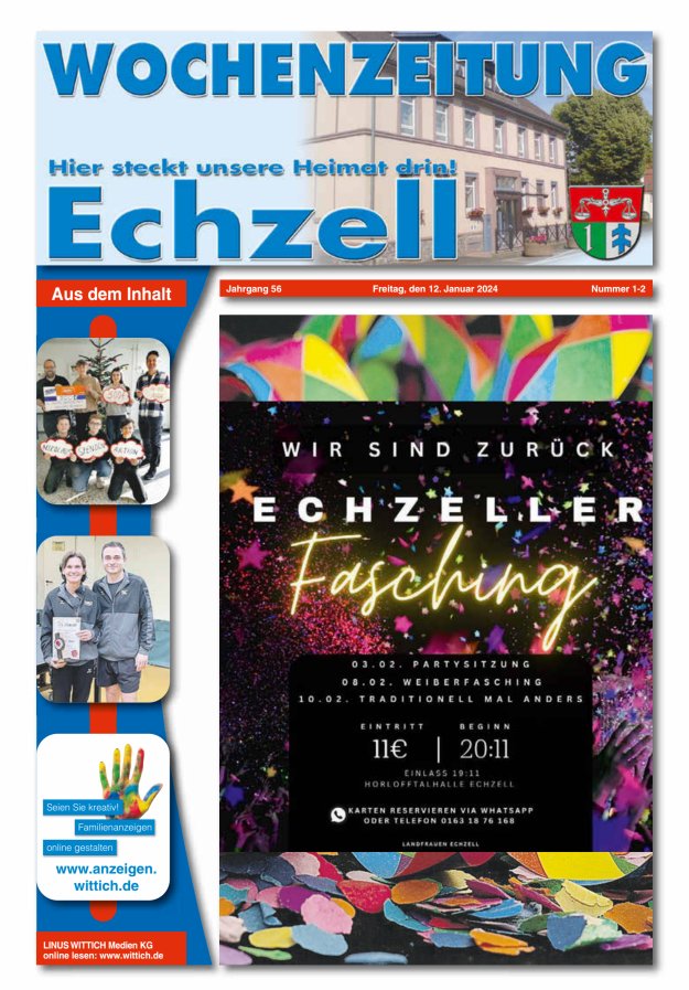 Wochenzeitung für die Gemeinde Echzell Titelblatt 02/2024