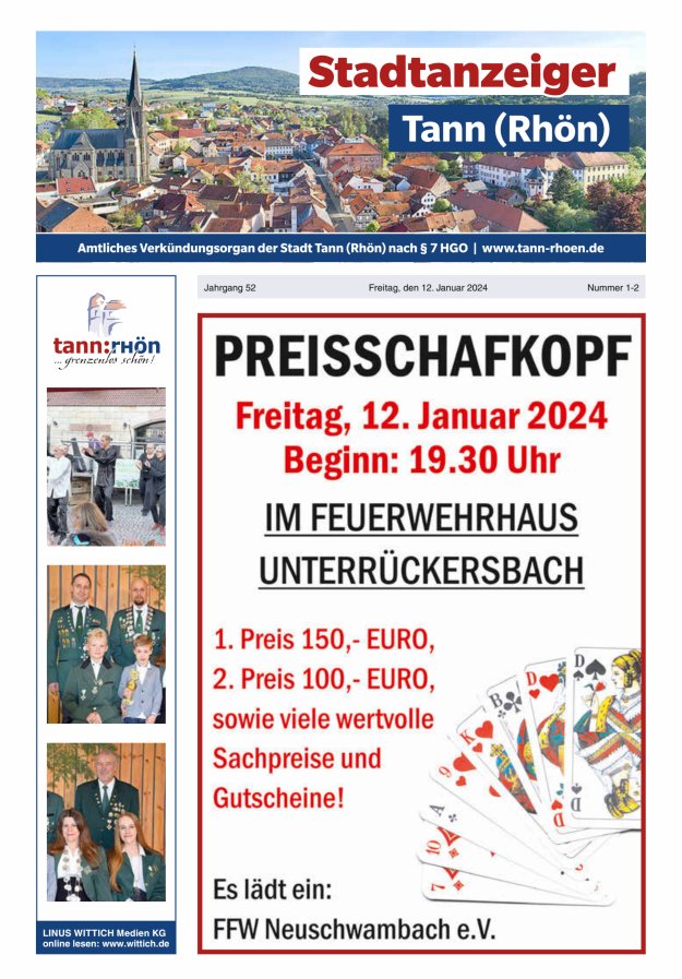 Stadtanzeiger Tann (Rhön) Titelblatt 02/2024
