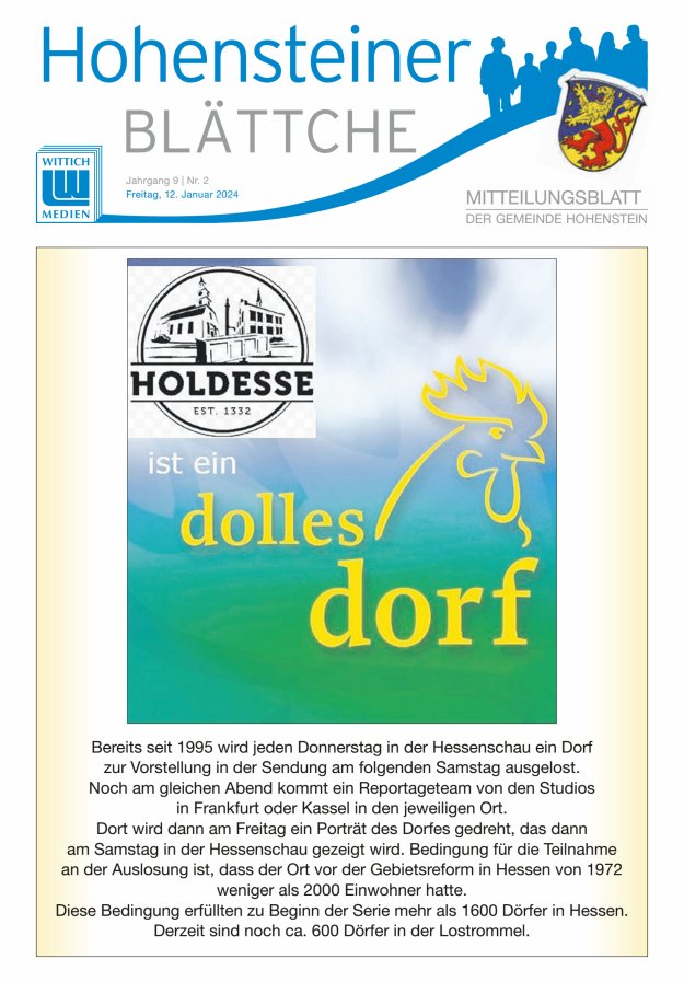 Hohensteiner Blättche Titelblatt 02/2024