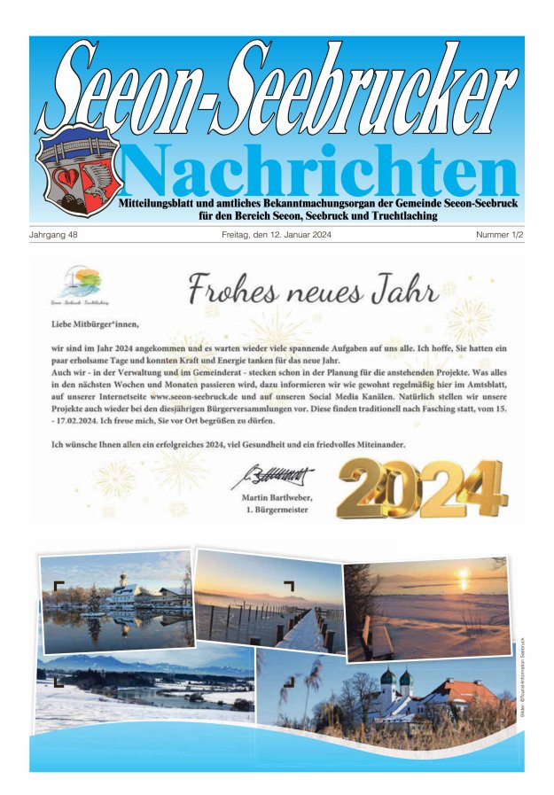 Seeon-Seebrucker Nachrichten Titelblatt 01/2024