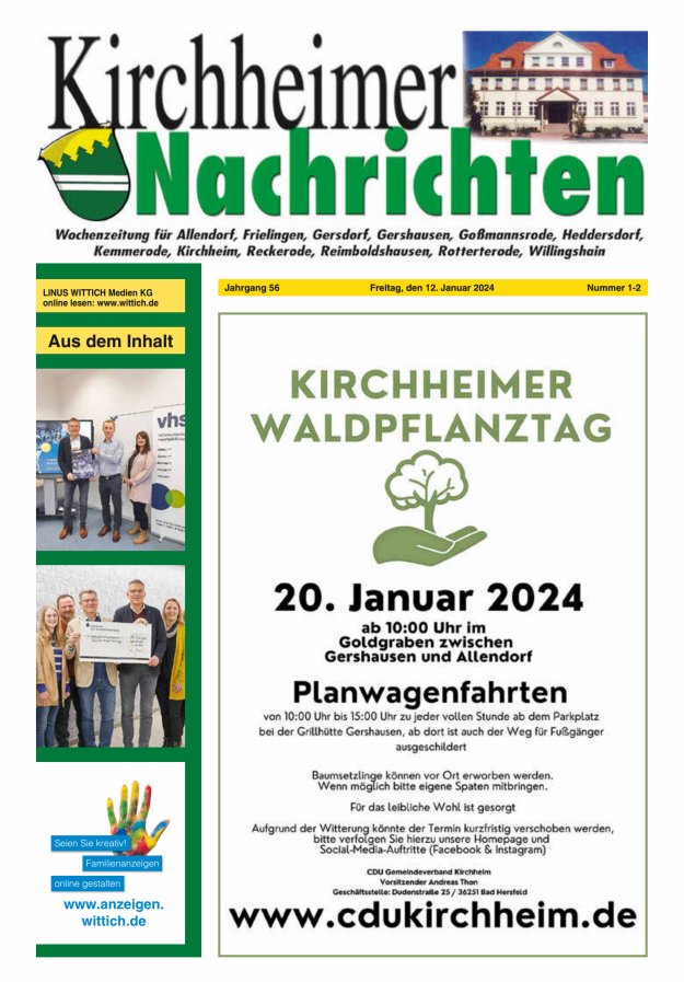 Kirchheimer Nachrichten Titelblatt 02/2024