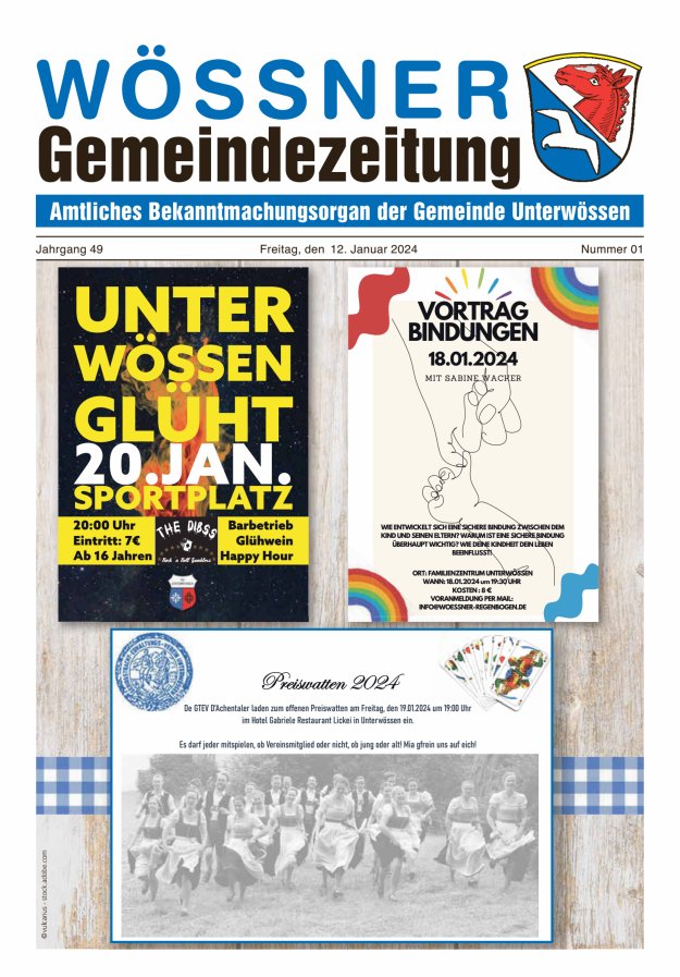 Wössner Gemeindezeitung Amtliches Bekanntmachungsorgan der Gemeinde Unterwössen Titelblatt 01/2024