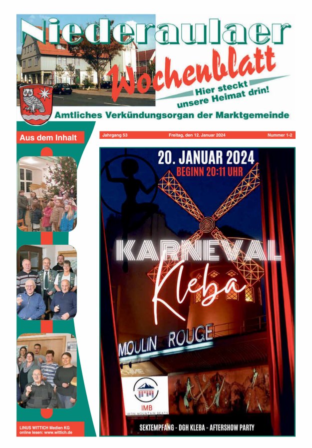 Niederaulaer Wochenblatt Titelblatt 02/2024
