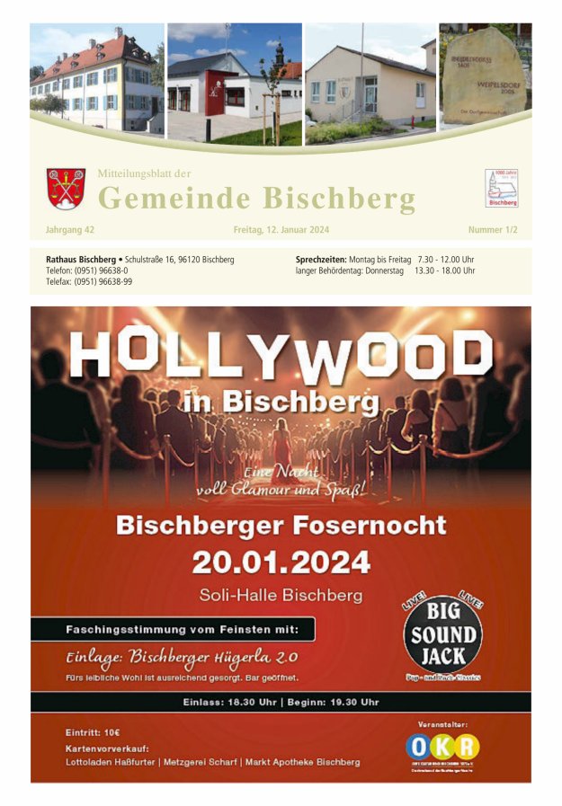 Mitteilungsblatt der Gemeinde Bischberg Titelblatt 01/2024