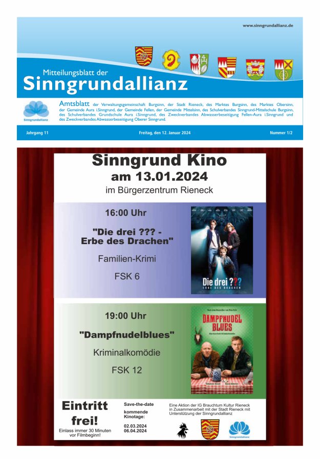 Mitteilungsblatt der Sinngrundallianz Titelblatt 01/2024