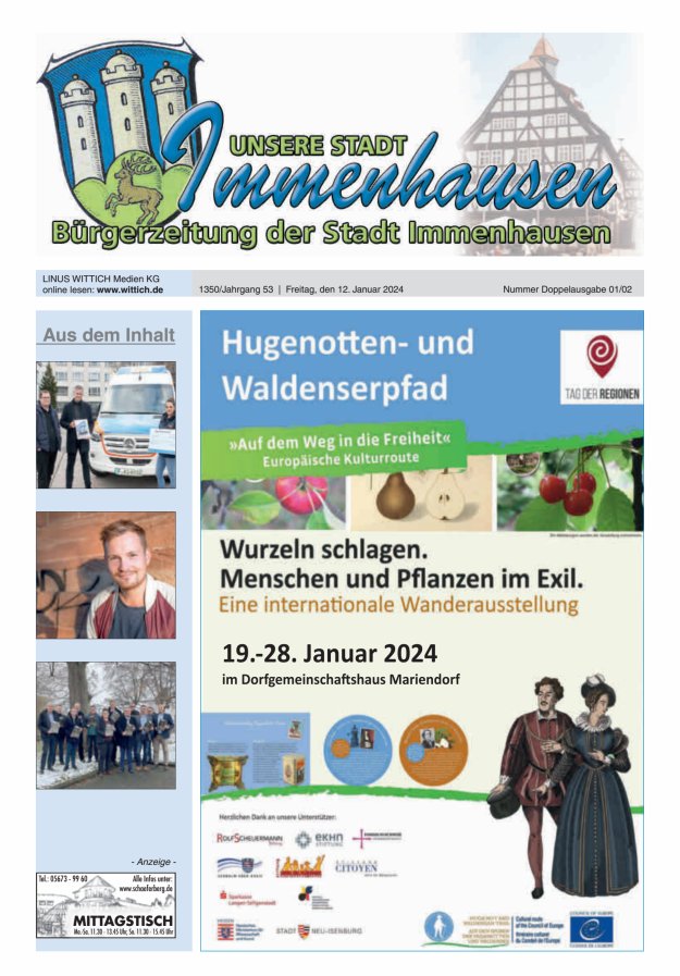 Unsere Stadt Immenhausen Titelblatt 02/2024