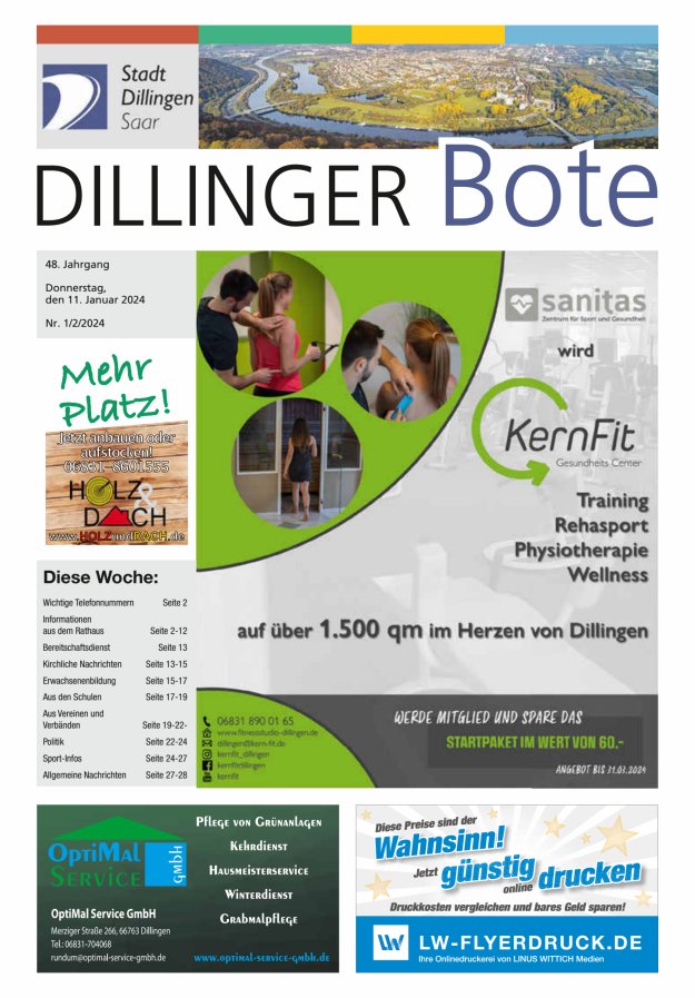 Dillinger Bote Titelblatt 01/2024