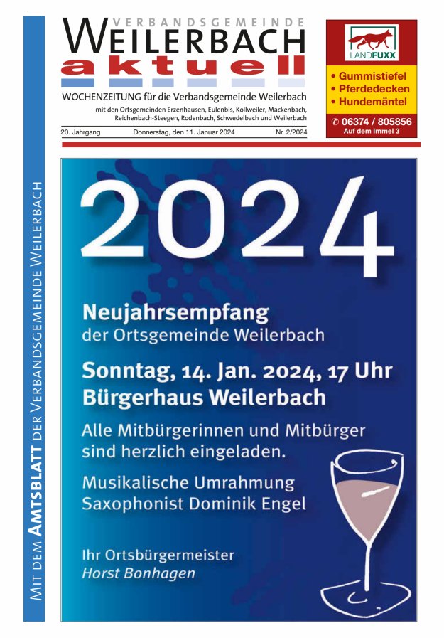 Verbandsgemeinde Weilerbach aktuell Titelblatt 02/2024