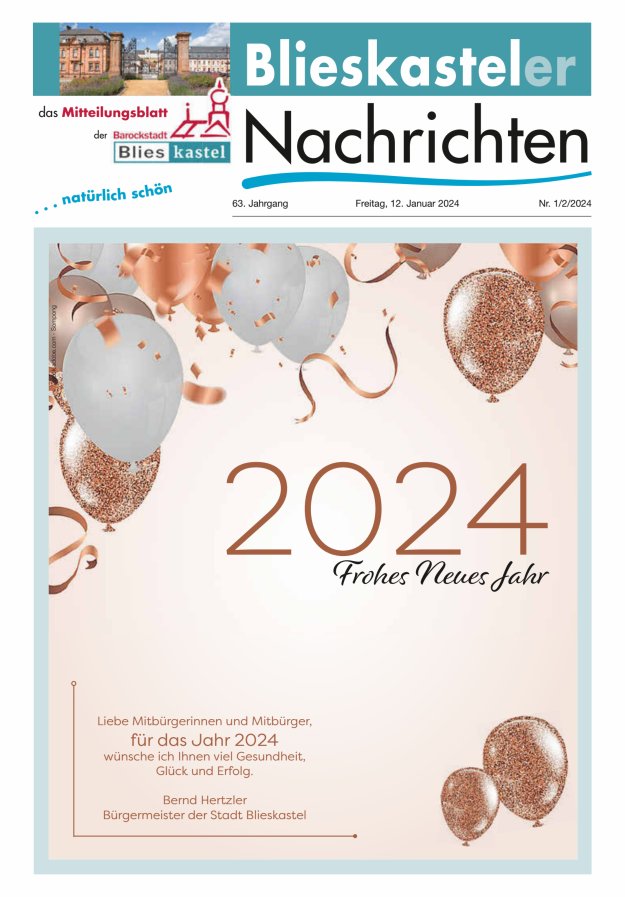Blieskasteler Nachrichten  Titelblatt 01/2024