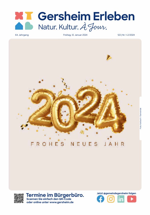 Bekanntmachungsblatt der Gemeinde Gersheim Titelblatt 01/2024