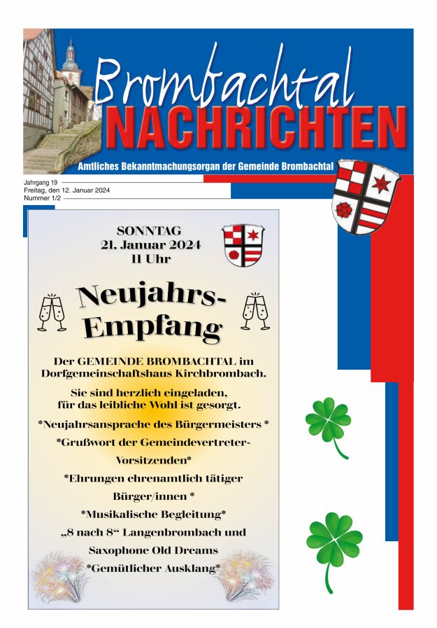 Brombachtal-Nachrichten Amtsblatt der Gemeinde Brombachtal Titelblatt 01/2024