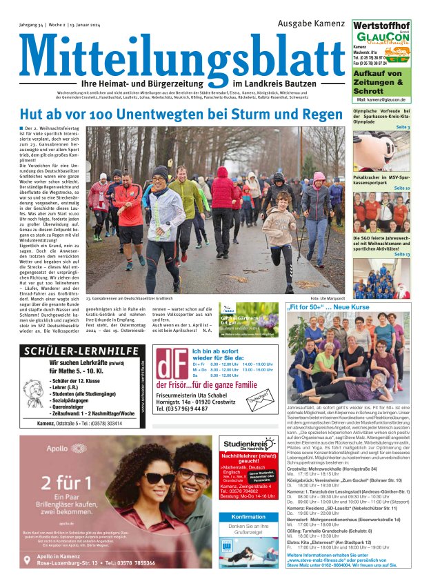 Mitteilungsblatt LK Bautzen Ausgabe Kamenz Titelblatt 01/2024