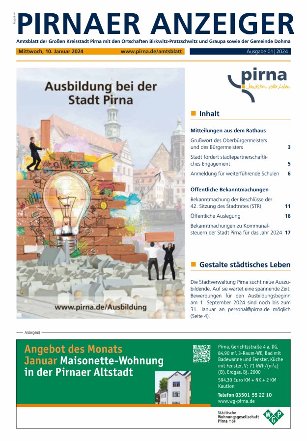 Pirnaer Anzeiger Titelblatt 02/2024