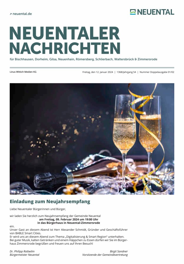 Neuentaler Nachrichten Titelblatt 02/2024