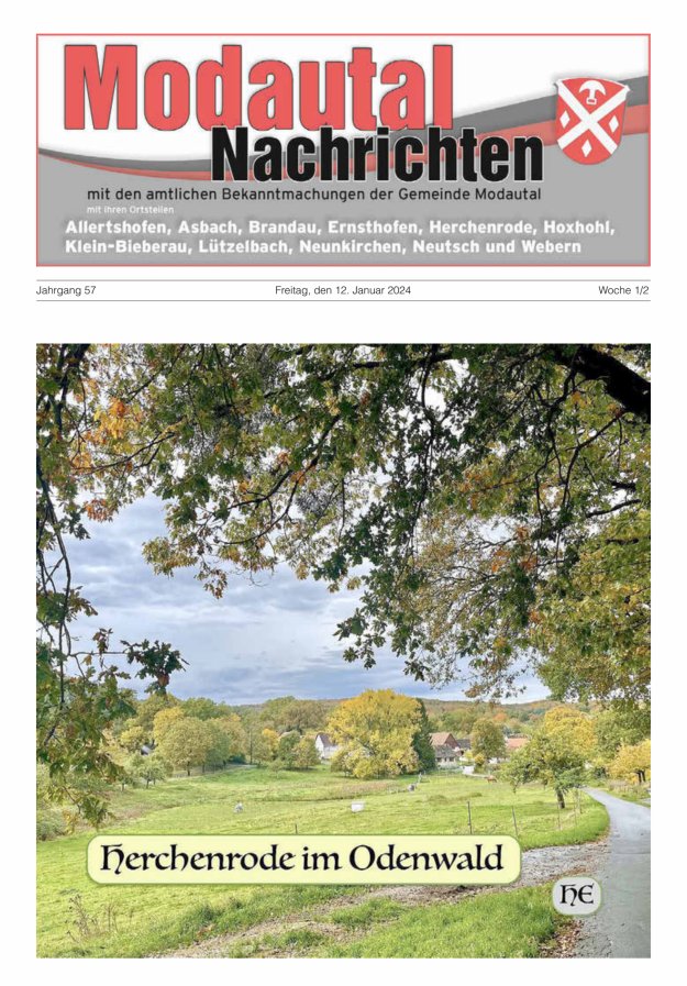 Modautal-Nachrichten Titelblatt 01/2024