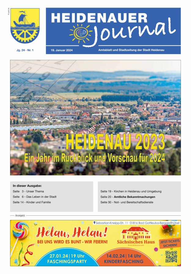 Heidenauer Journal - Amtsblatt und Stadtzeitung der Stadt Heidenau Titelblatt 01/2024